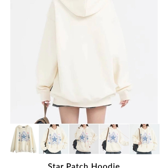 Cream Star Patch Hoodie, Pre-owned Excellent Conditions, Sz XL $37 - Picture 3 of 8